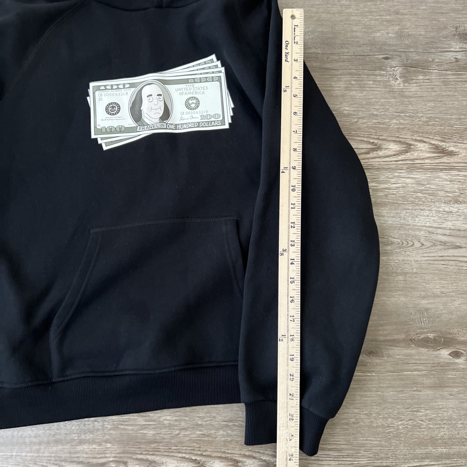 Prod Bldg Benjamin Franklins Hoodie Black Fleece Pullover Mens Medium — image 6 of 8